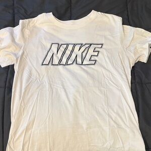 Nike White Tee with Black Outline Logo